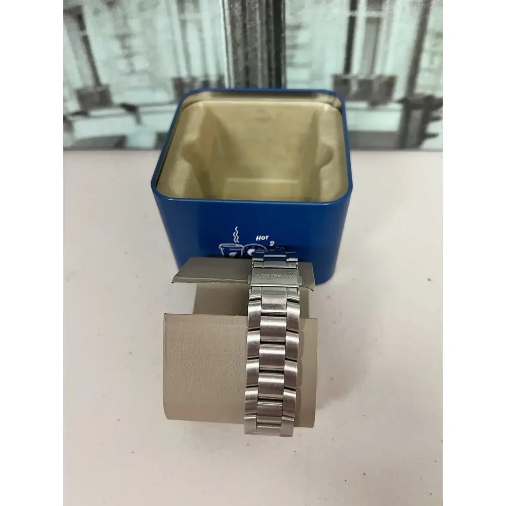 Michael Kors MK8641 Men's Chronograph Watch, Navy Blue Dial, Silver Stainless